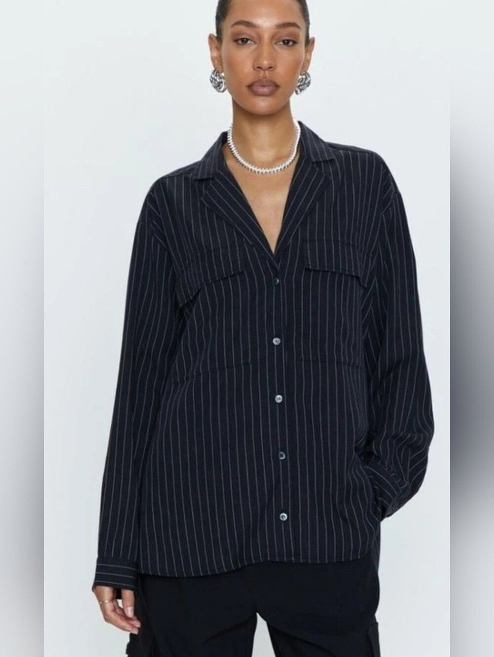 NWT PISTOLA  Irene effortless button down shirt pinstripe size XS